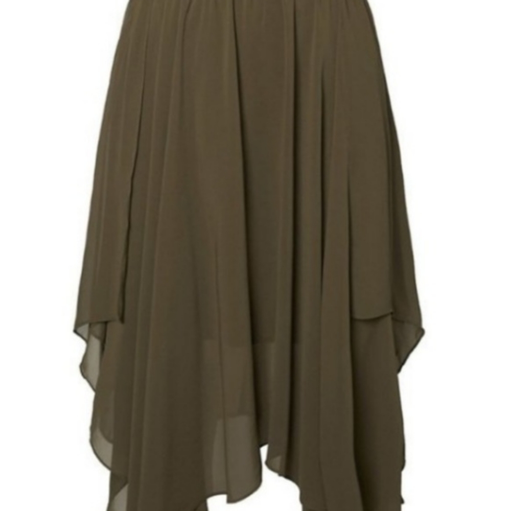 Khaki green chiffon skirt